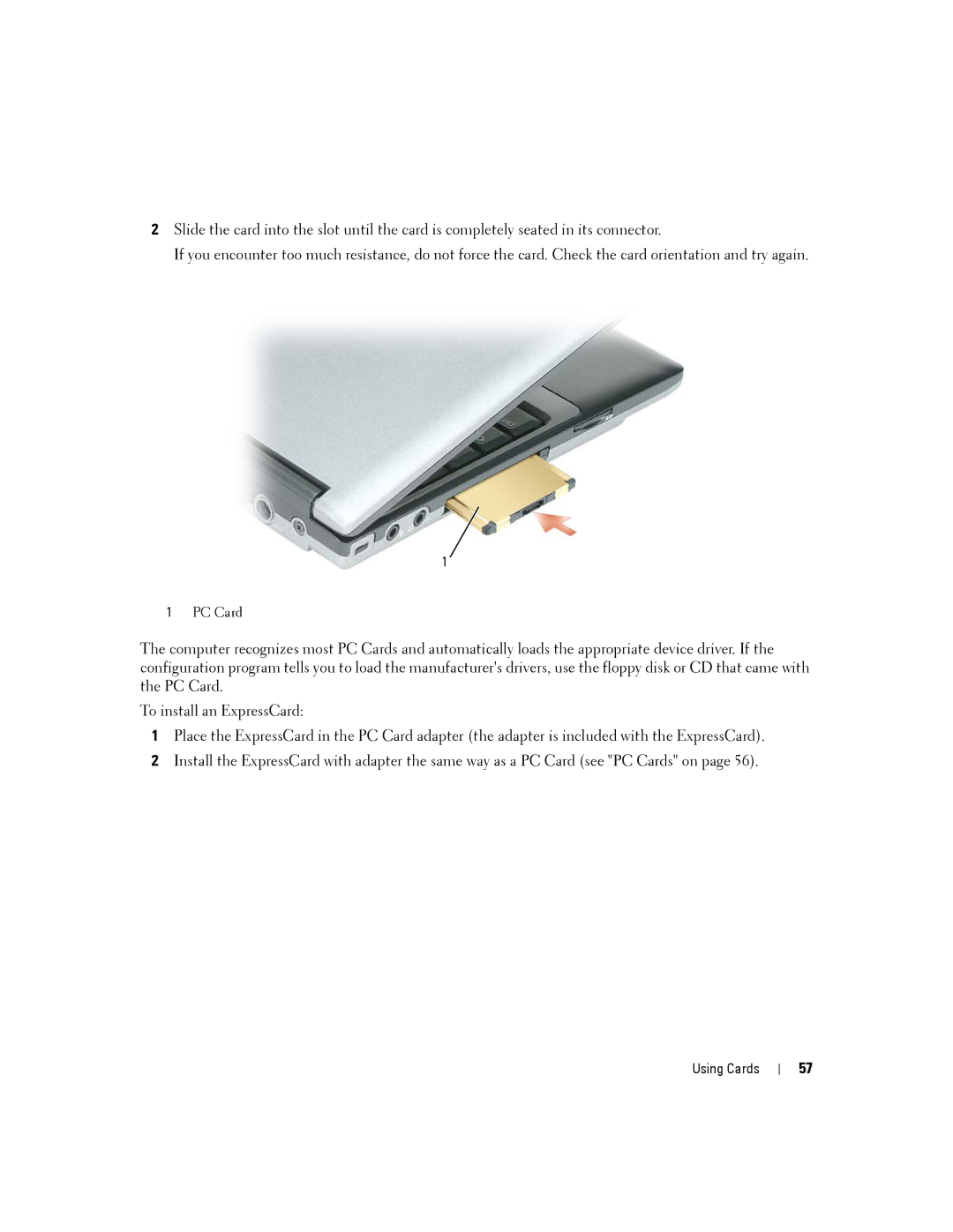 Dell D430 manual Using Cards 