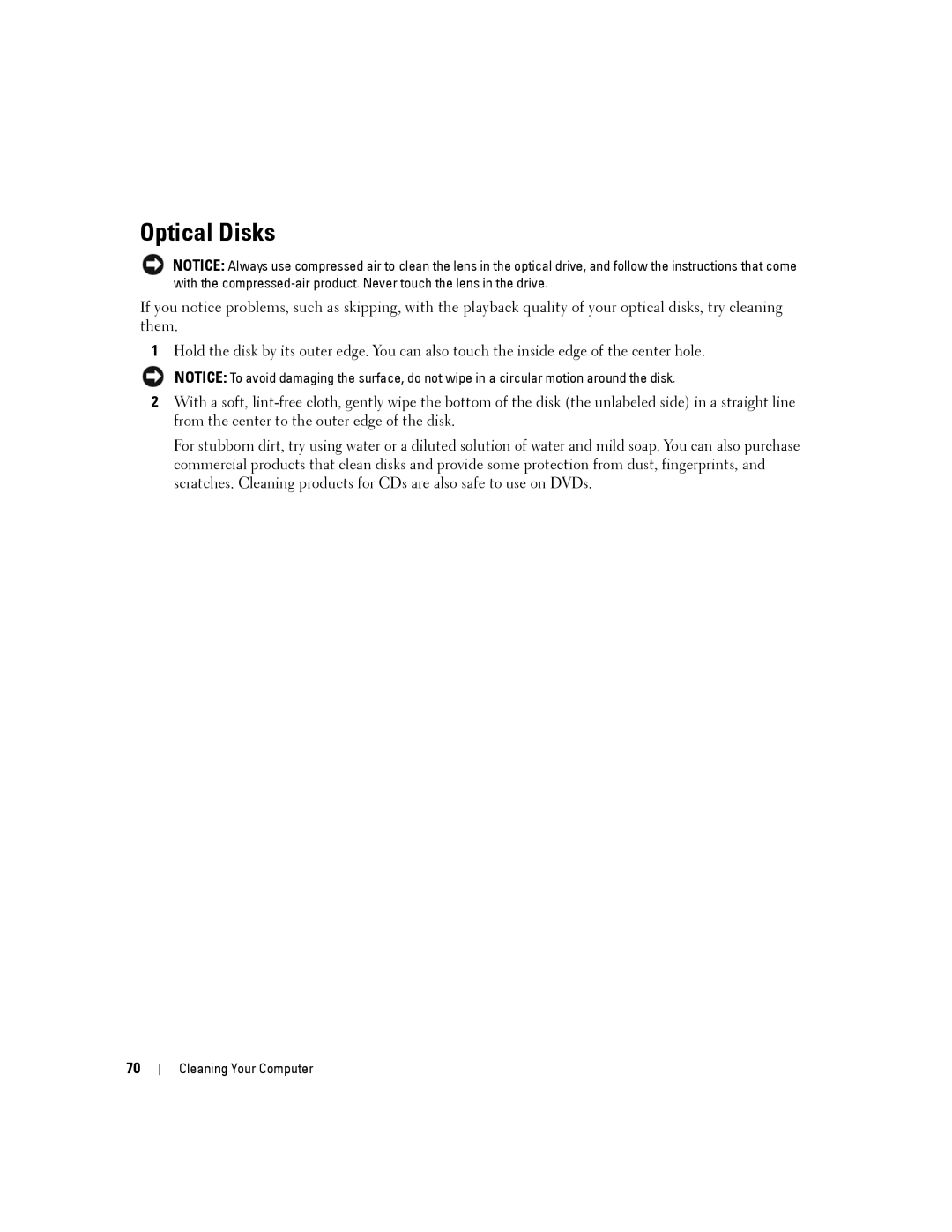 Dell D430 manual Optical Disks 