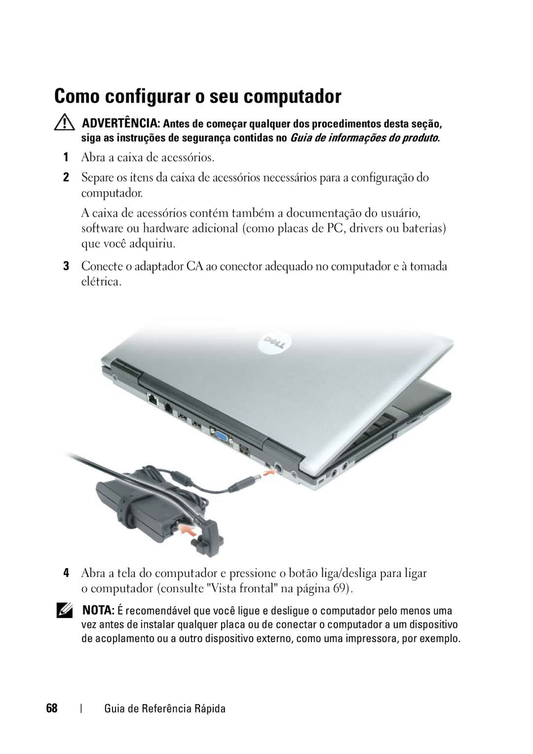 Dell D430 manual Como configurar o seu computador 