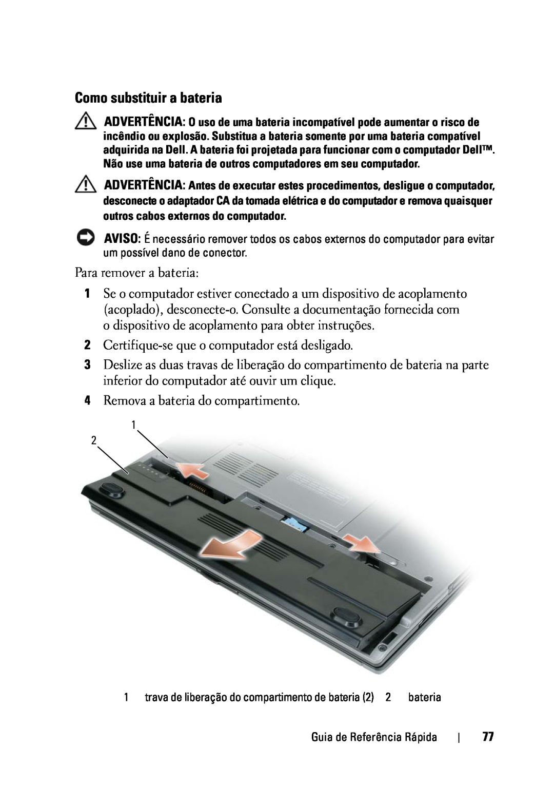 Dell D430 manual Como substituir a bateria 
