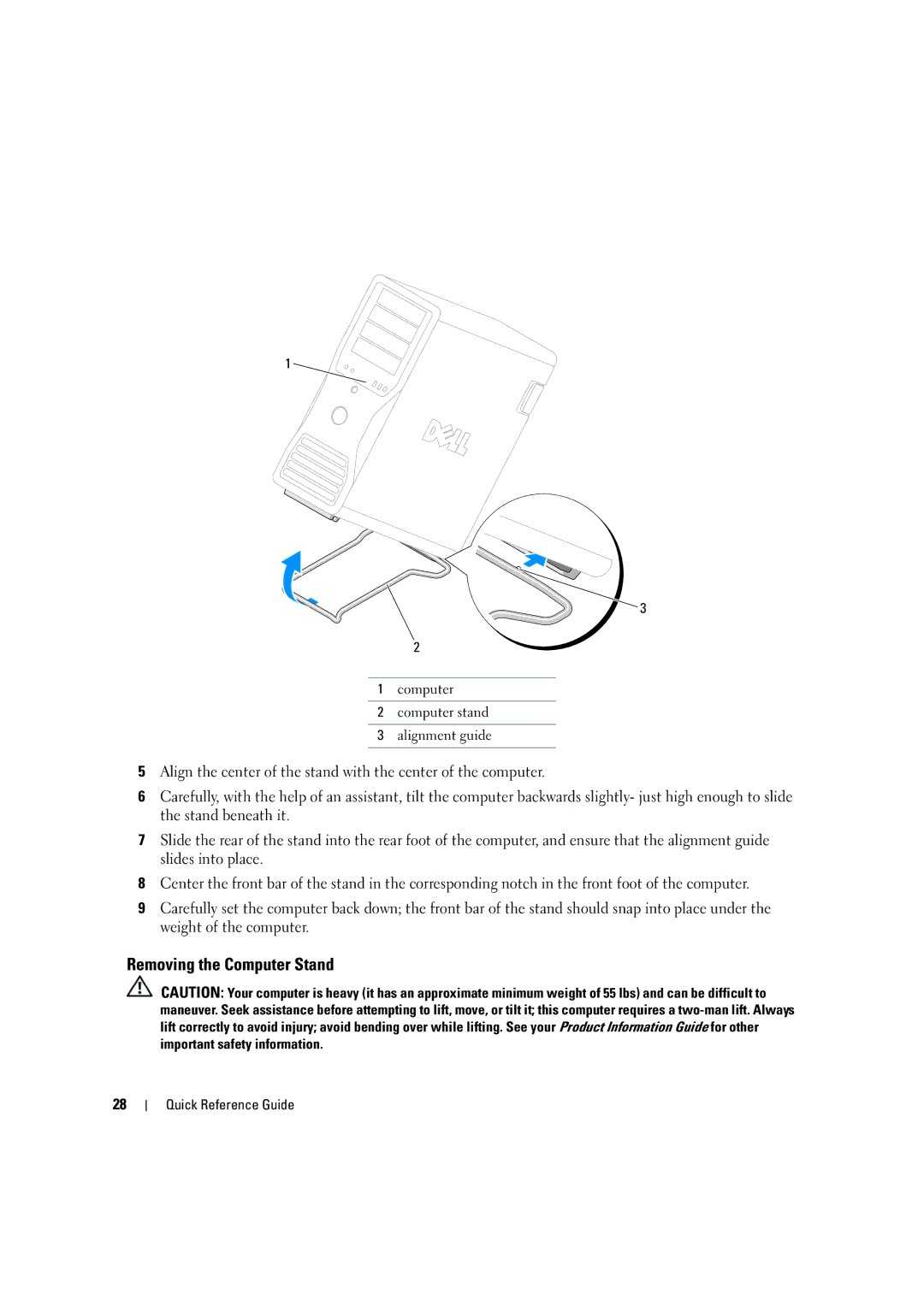 Dell D490 manual Removing the Computer Stand 