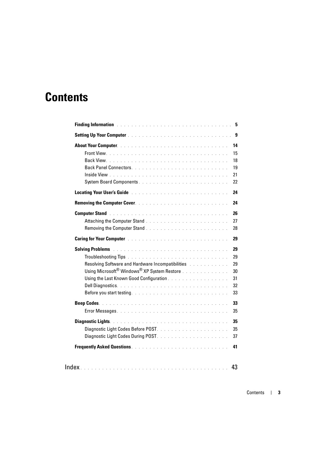 Dell D490 manual Contents 