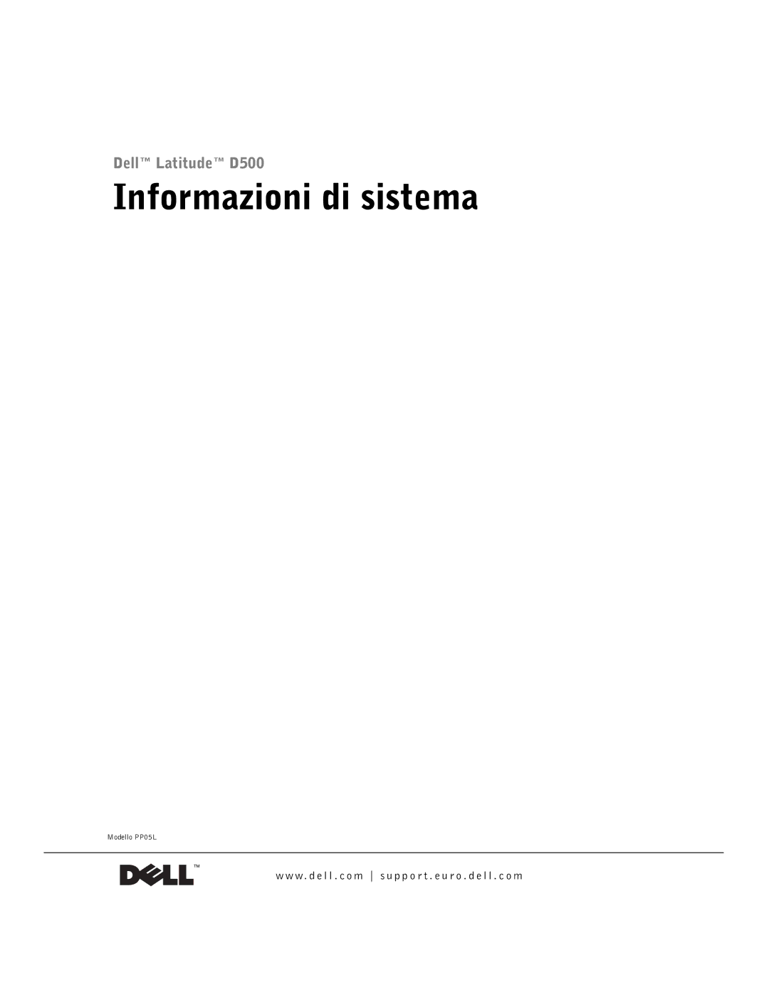 Dell D500 manual Informazioni di sistema 