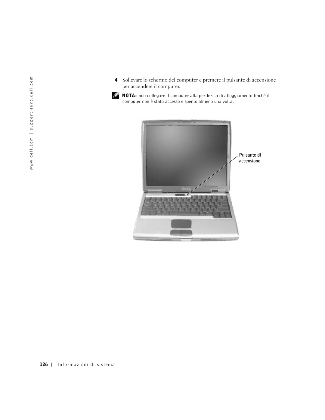 Dell D500 manual Informazioni di sistema 