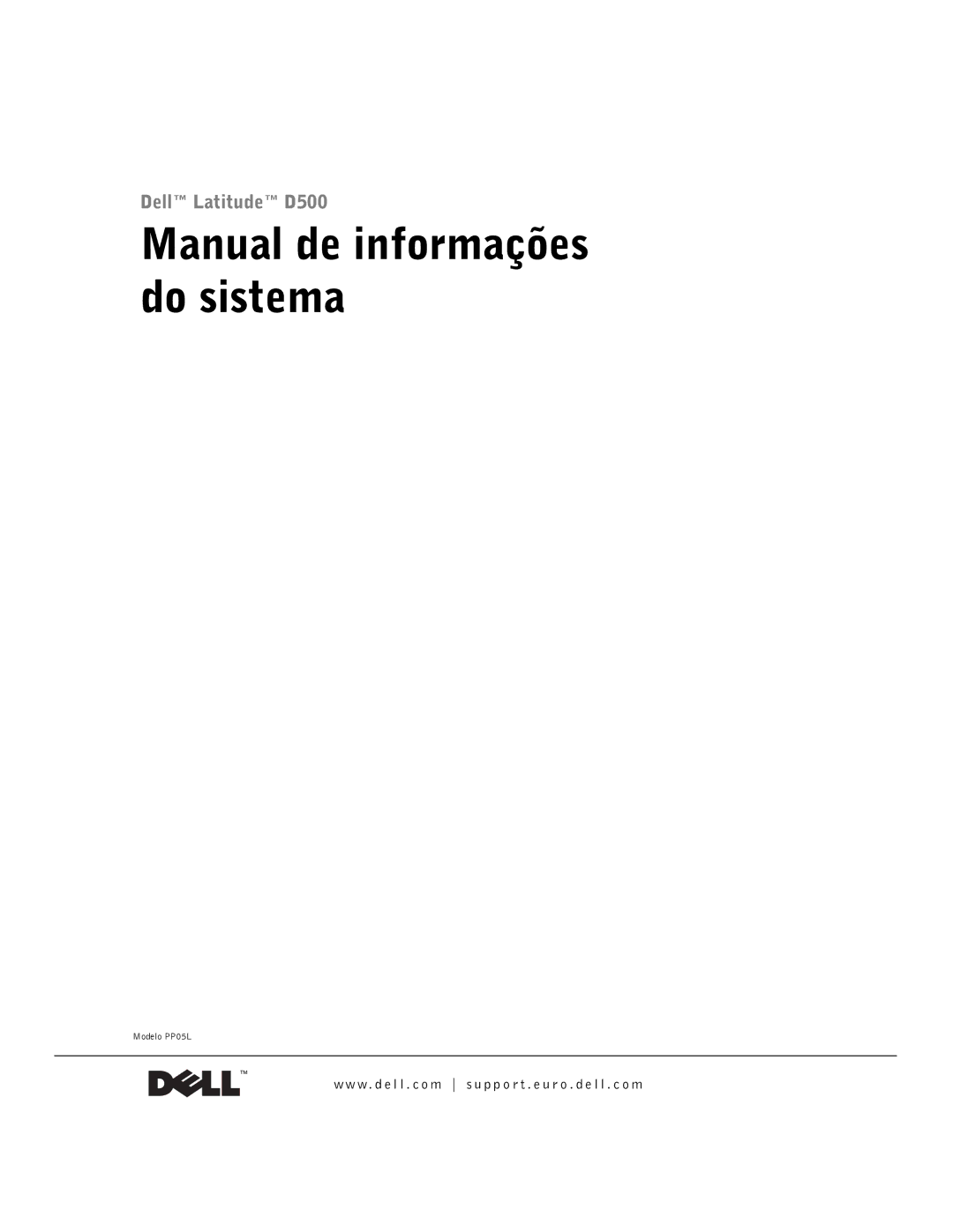 Dell D500 manual Manual de informações do sistema 