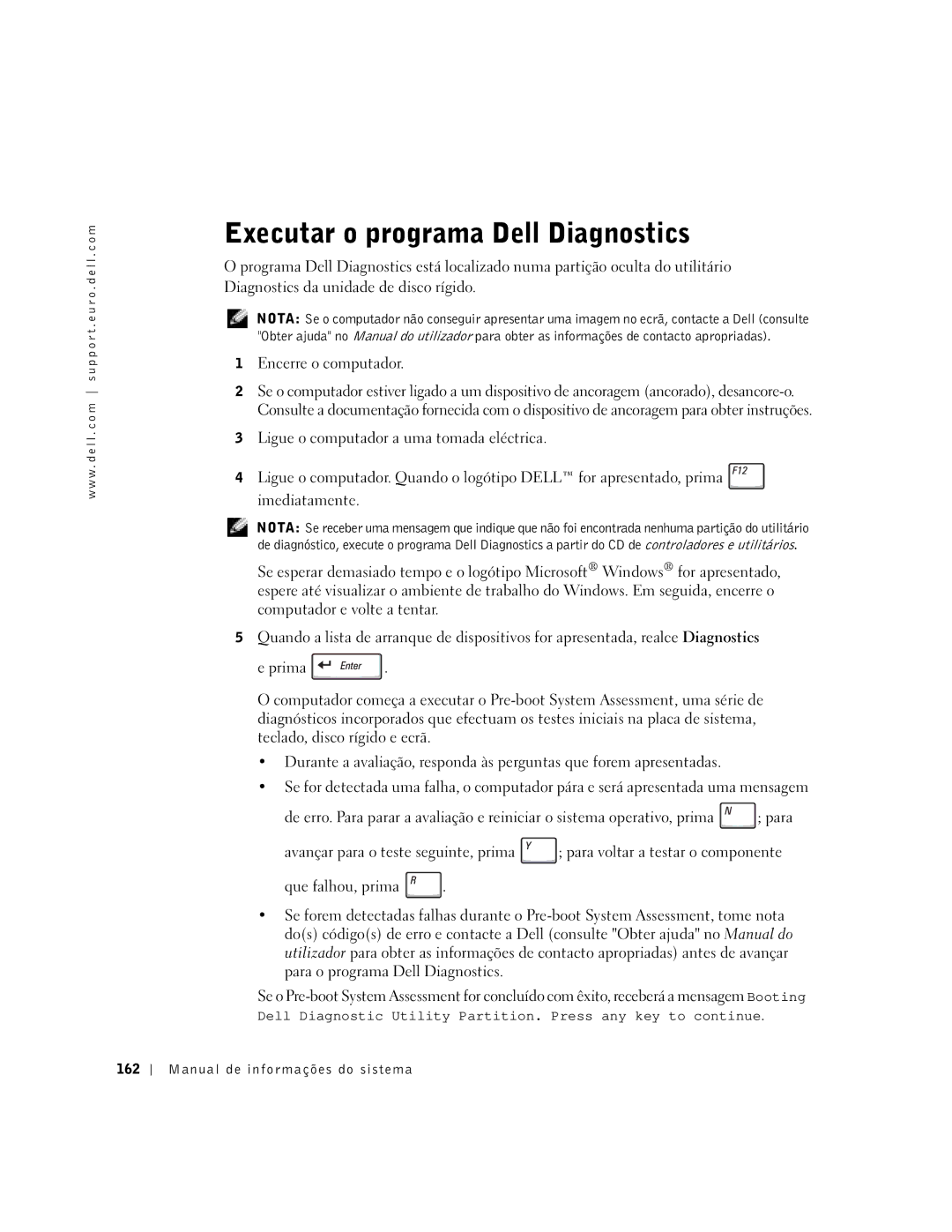 Dell D500 manual Executar o programa Dell Diagnostics, Manual de informações do sistema 