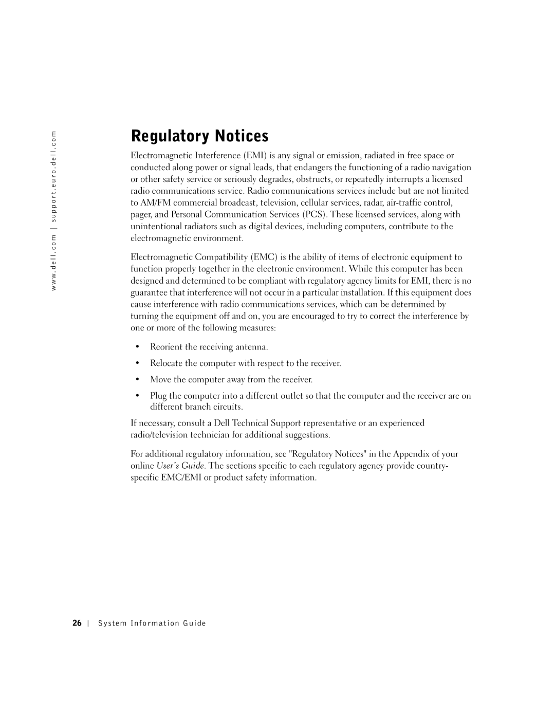 Dell D500 manual Regulatory Notices 