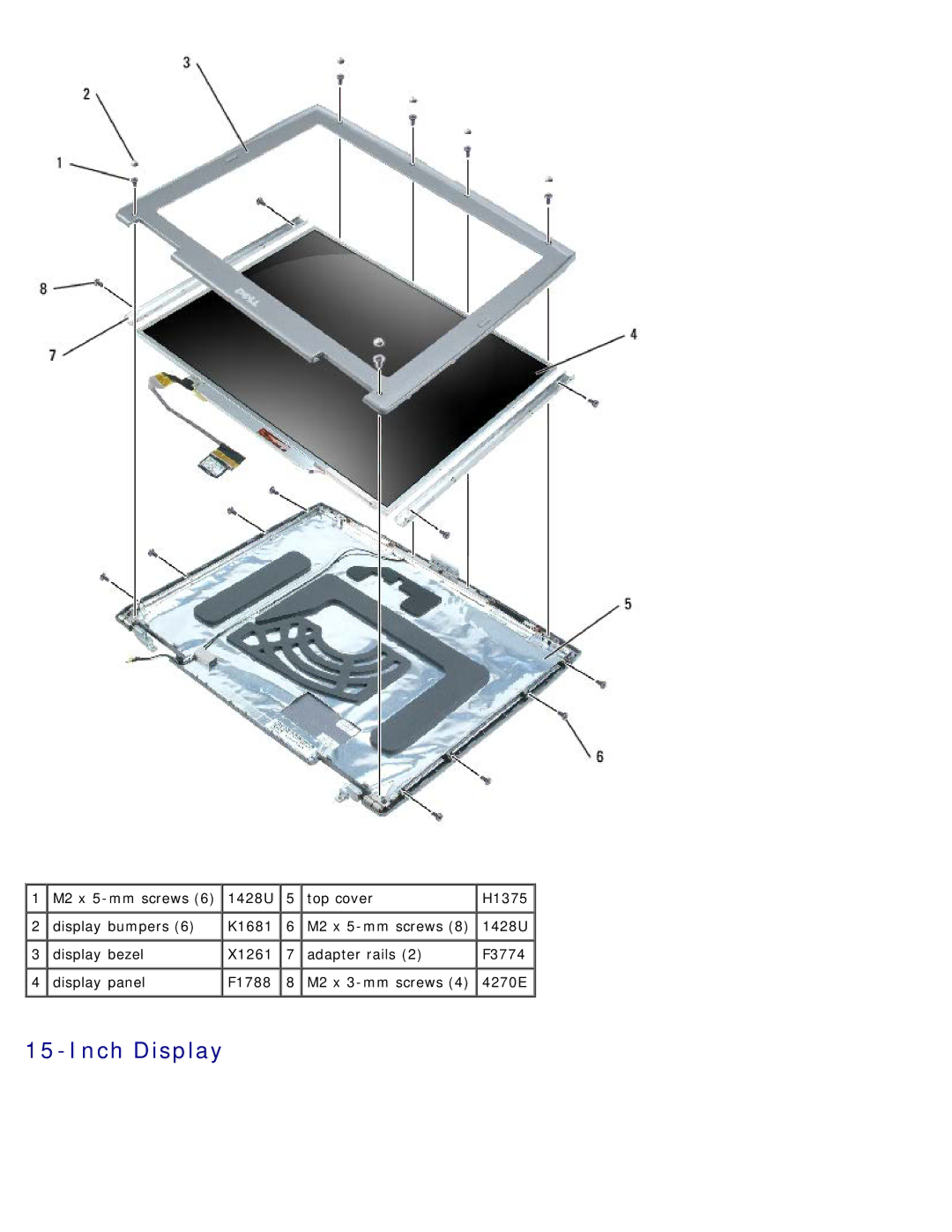 Dell D505 service manual M2 x 5-mm screws 1428U Top cover 