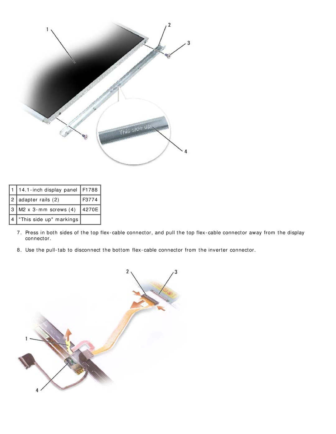 Dell D505 service manual Inch display panel 