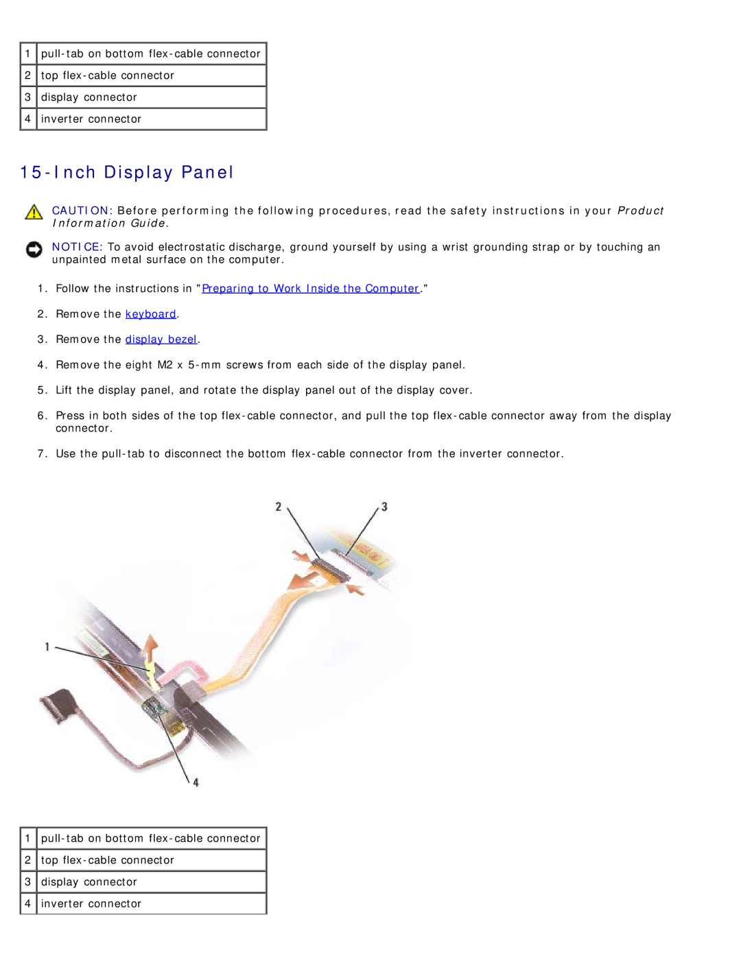 Dell D505 service manual Inch Display Panel 