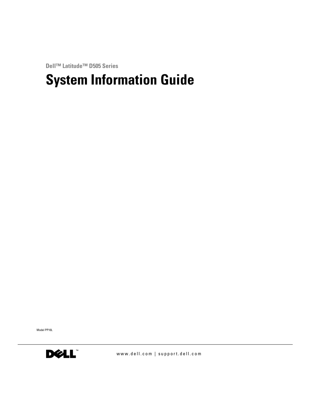 Dell D505 manual System Information Guide 