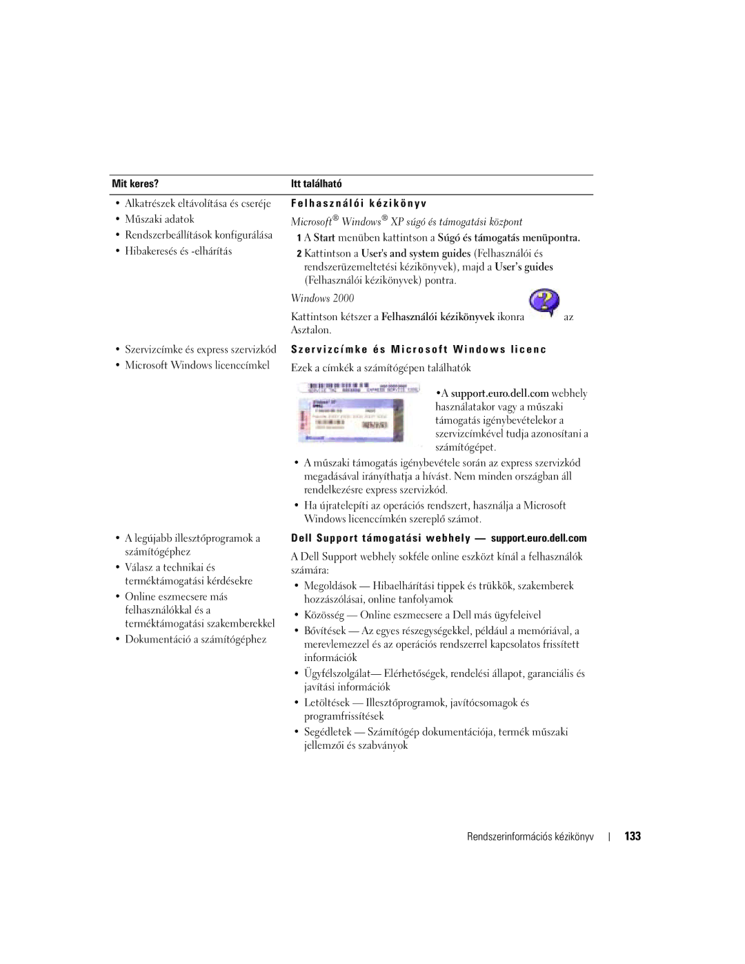 Dell D505 manual 133, L h a s z n á l ó i k é z i k ö n y 