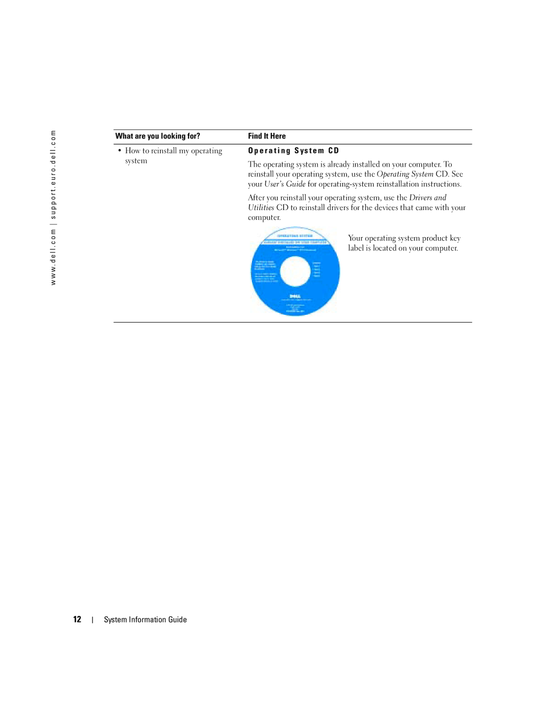 Dell D505 manual After you reinstall your operating system, use the Drivers 