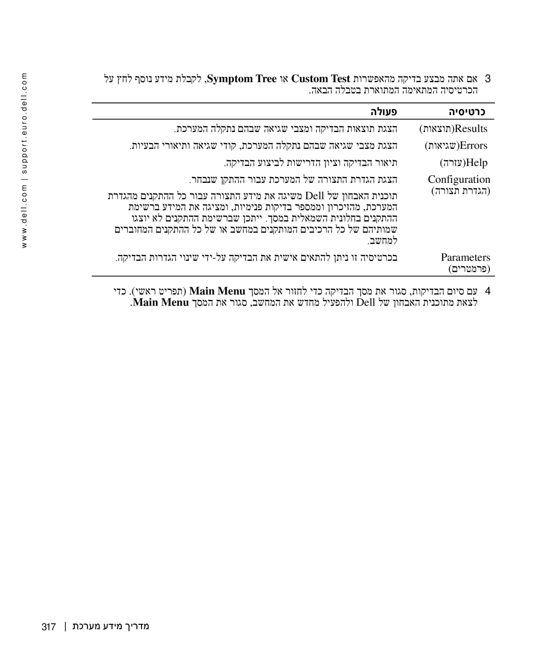 Dell D505 manual הלועפ היסיטרכ, 317 תכרעמ עדימ ךירדמ 