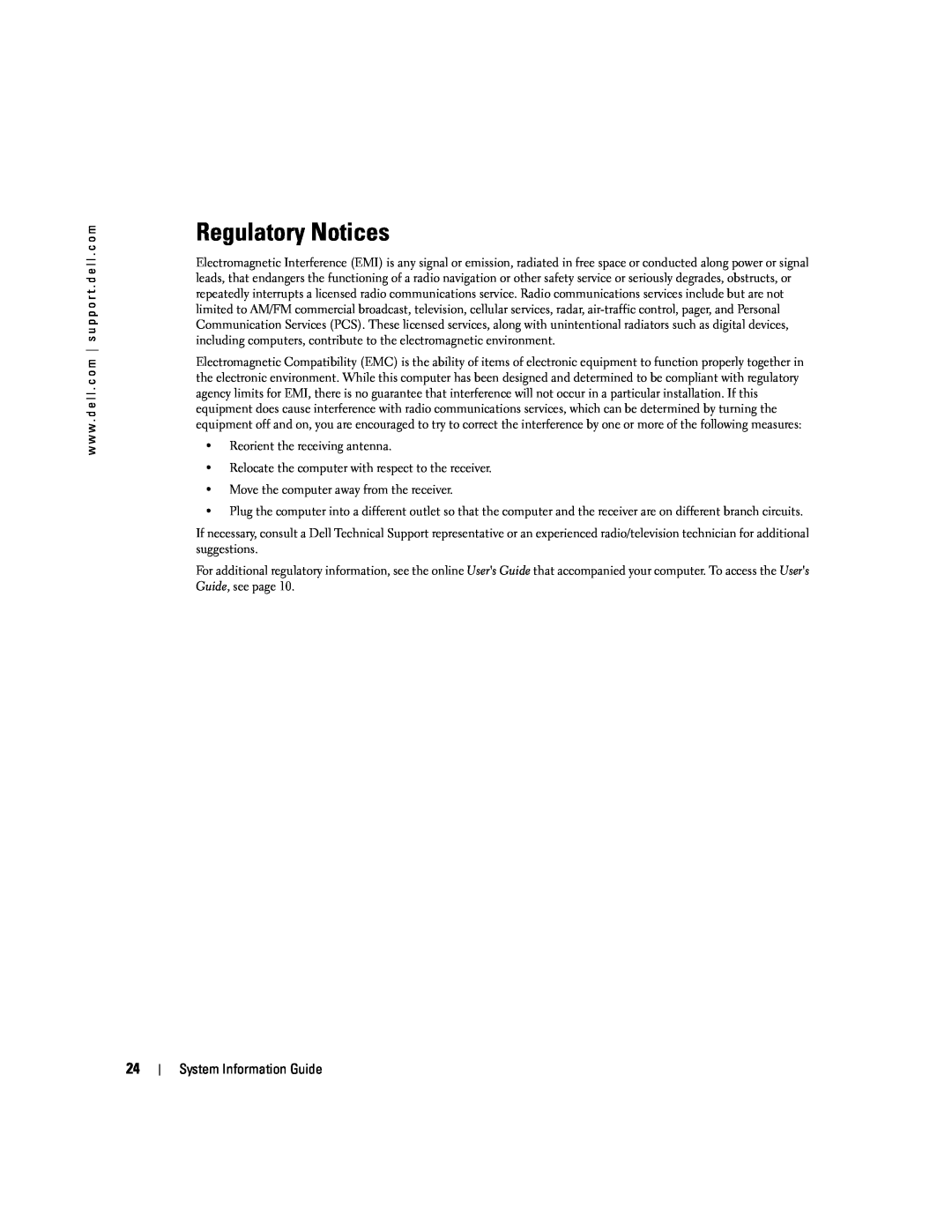 Dell D505 manual Regulatory Notices 