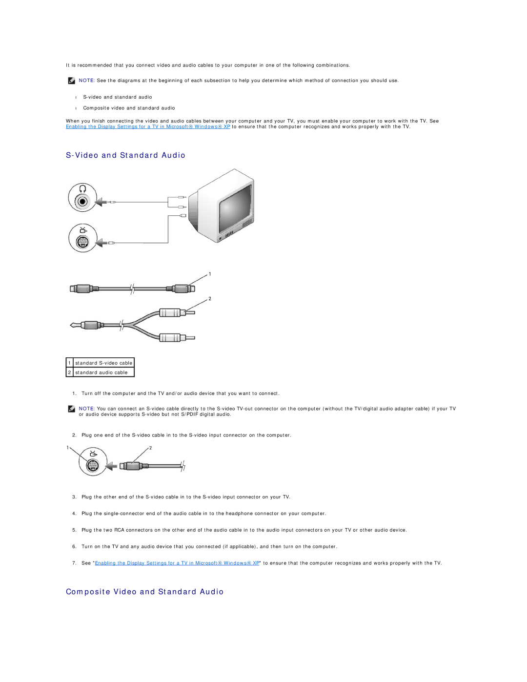 Dell D520 specifications Composite Video and Standard Audio 