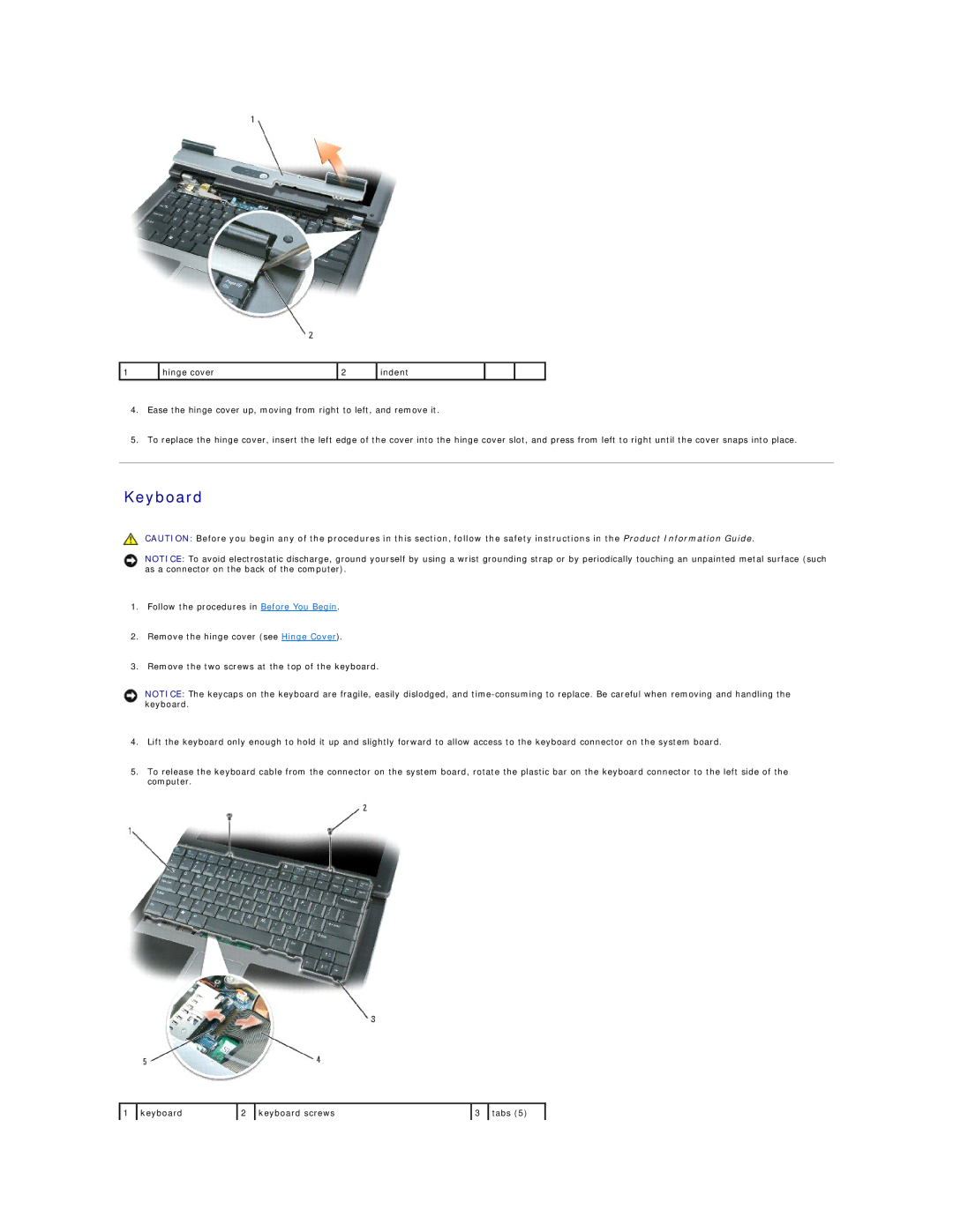 Dell D520 specifications Keyboard 