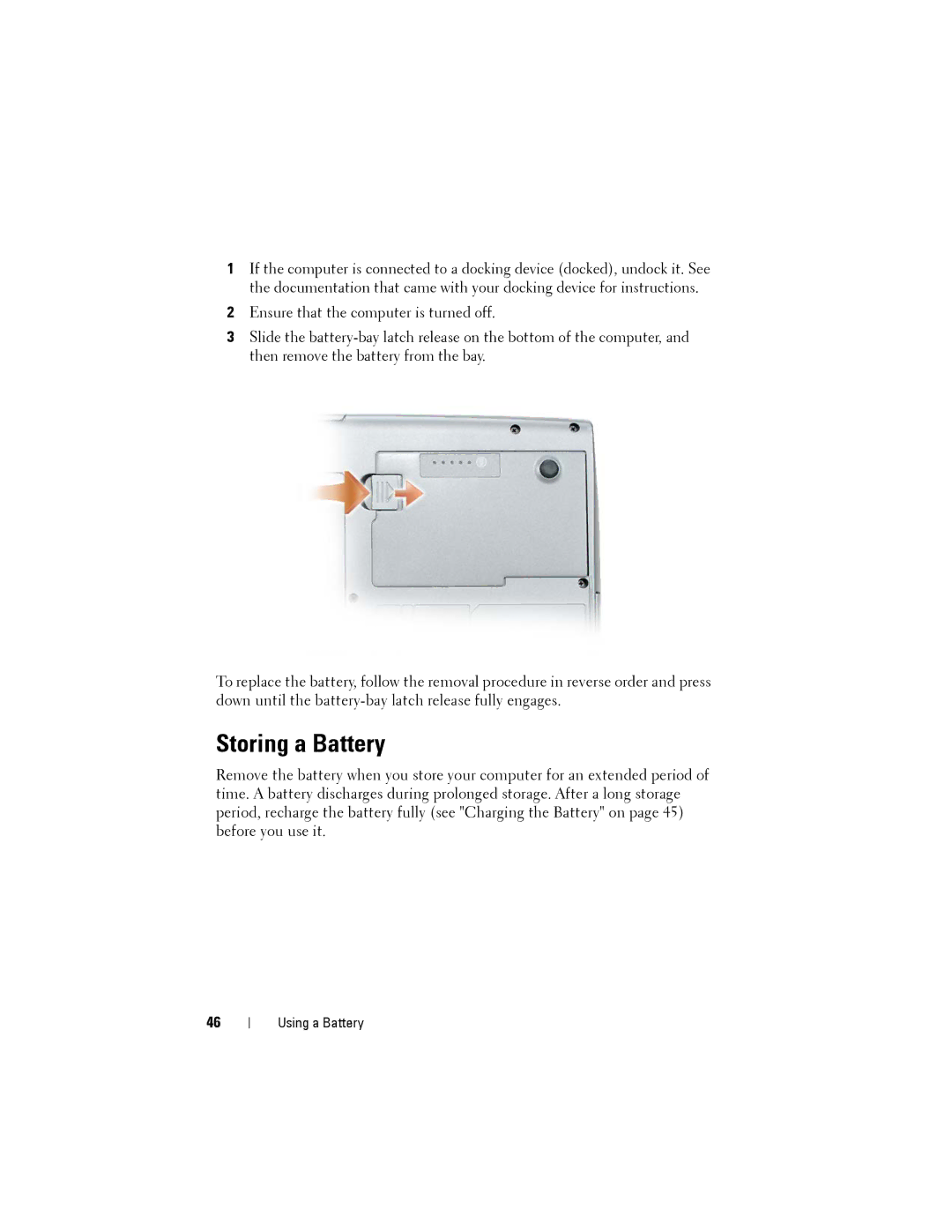 Dell D530 manual Storing a Battery 