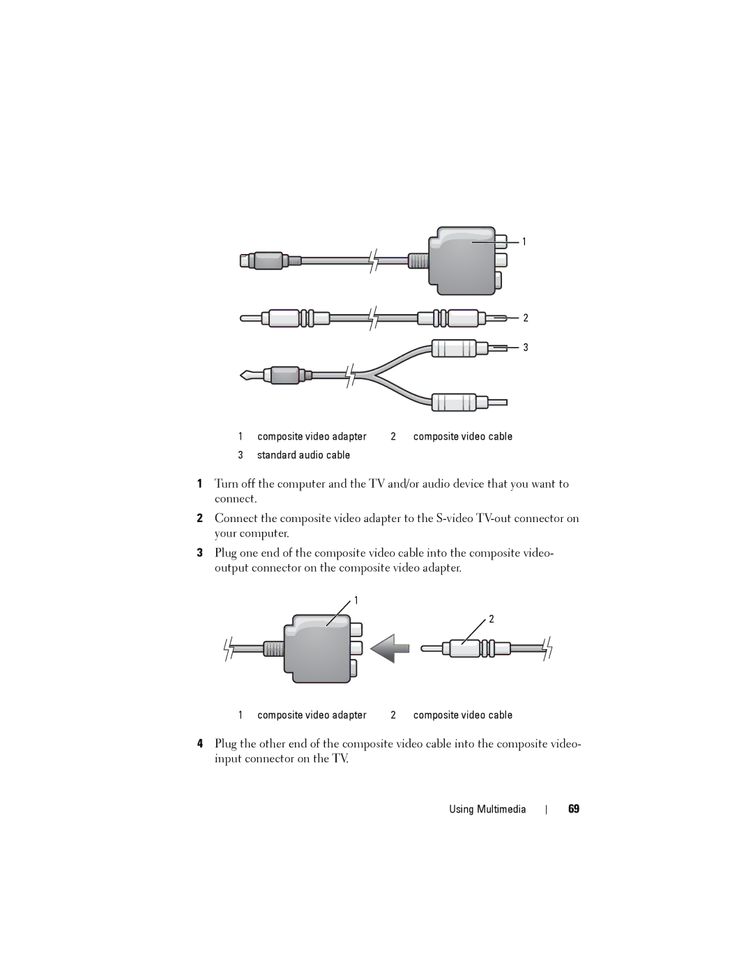 Dell D530 manual Standard audio cable 