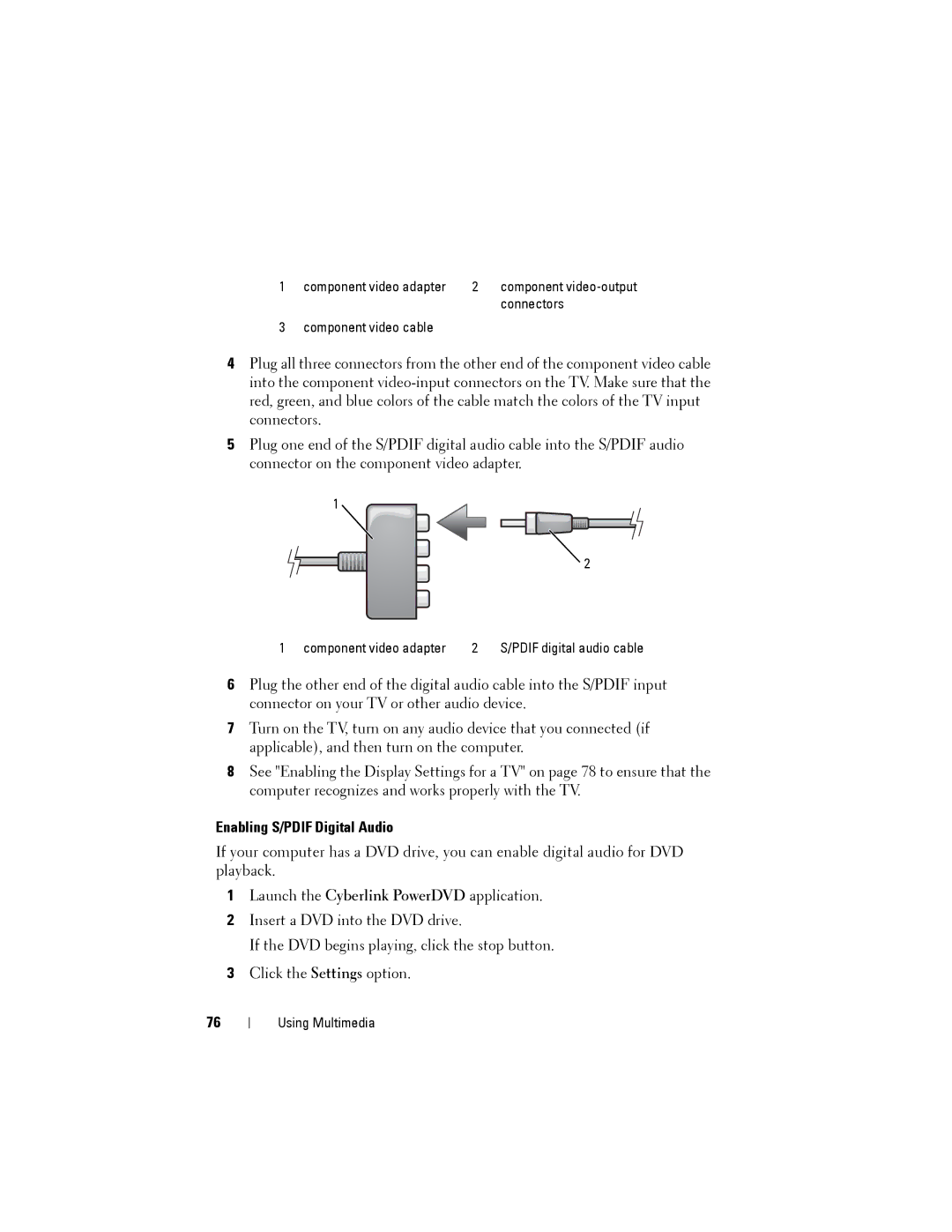 Dell D530 manual Enabling S/PDIF Digital Audio 