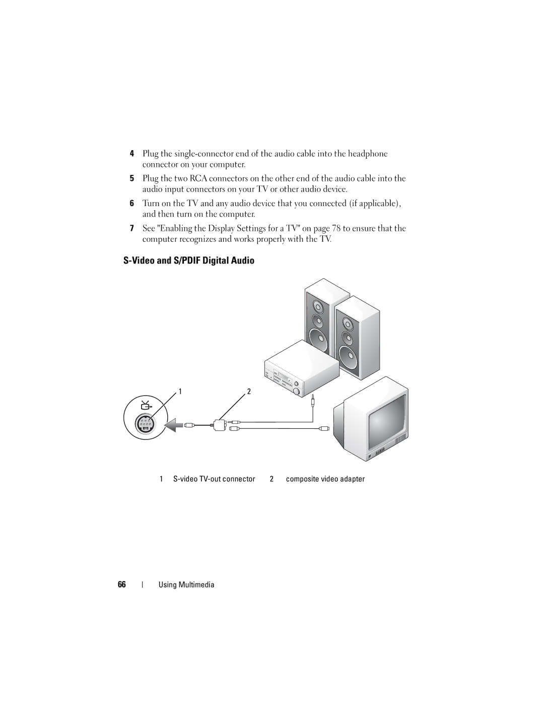 Dell D530 manual Video and S/PDIF Digital Audio 