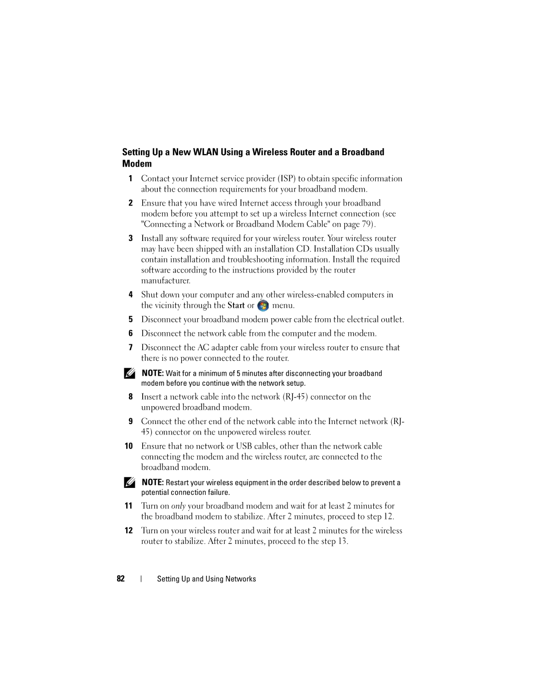 Dell D530 manual Setting Up and Using Networks 