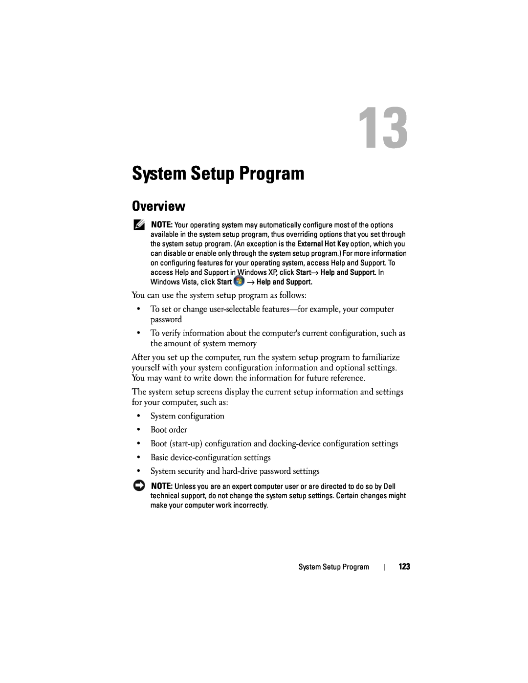 Dell D530 manual System Setup Program, Overview 