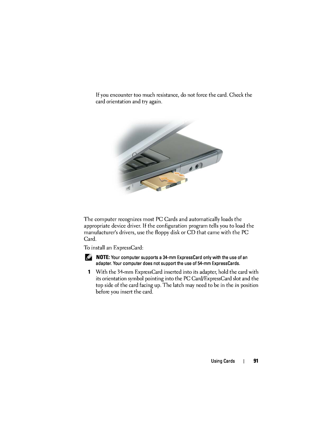 Dell D530 manual To install an ExpressCard 