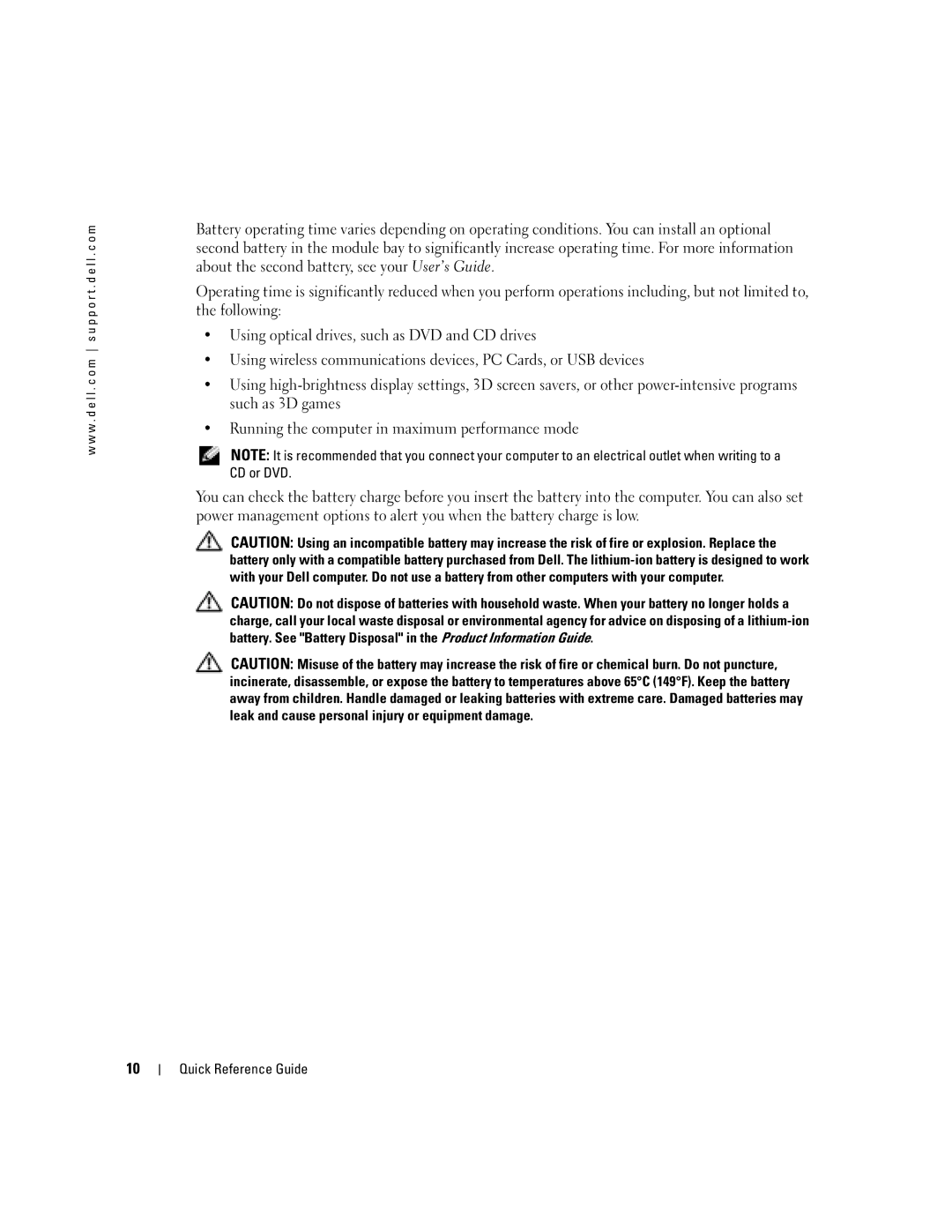 Dell D610 manual Quick Reference Guide 