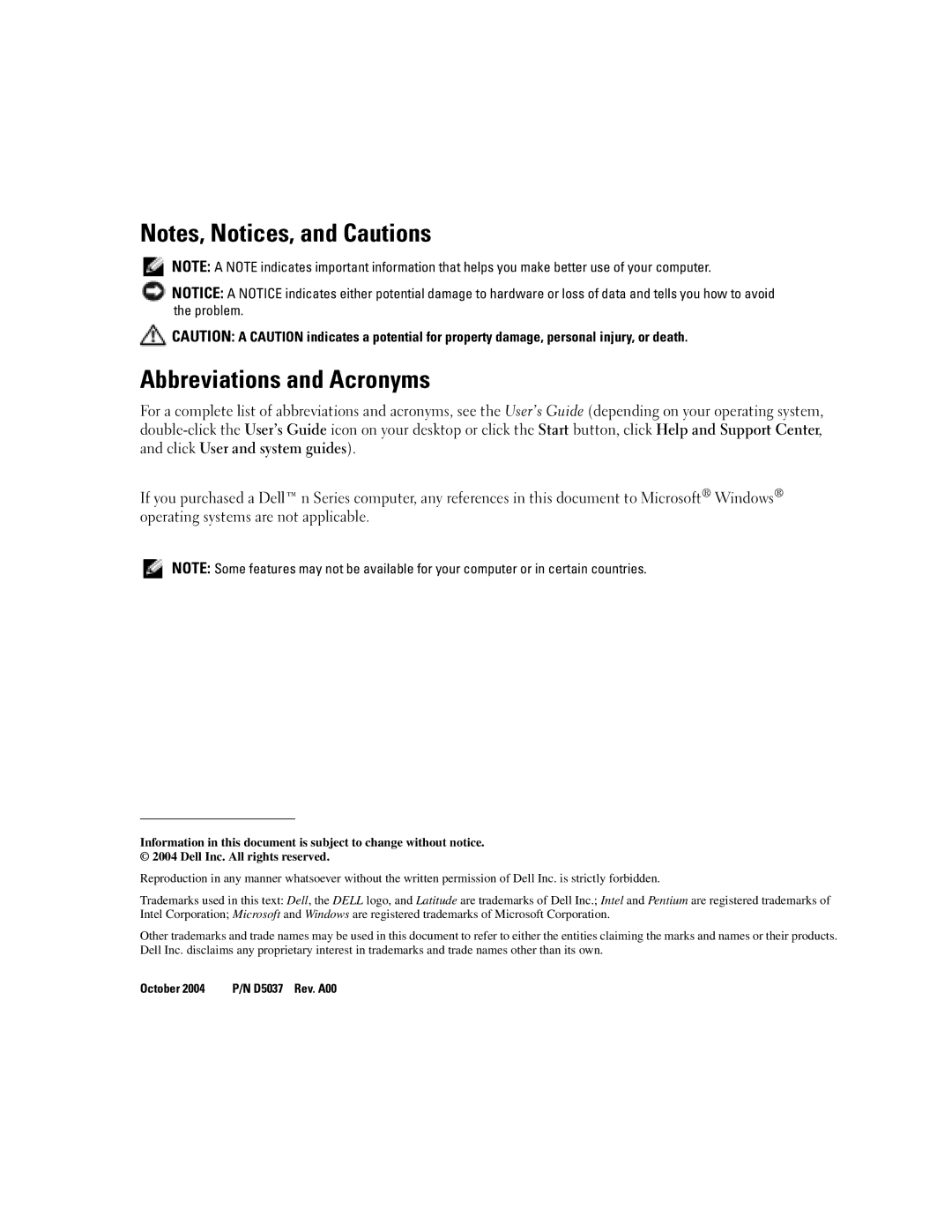 Dell D610 manual Abbreviations and Acronyms 