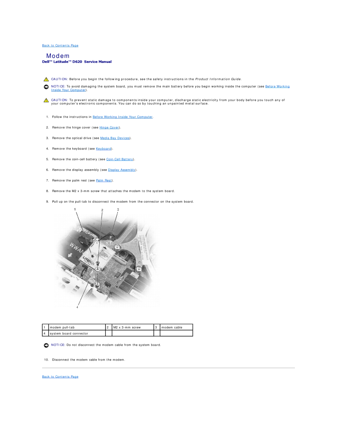 Dell PP18L, D620 manual Modem 