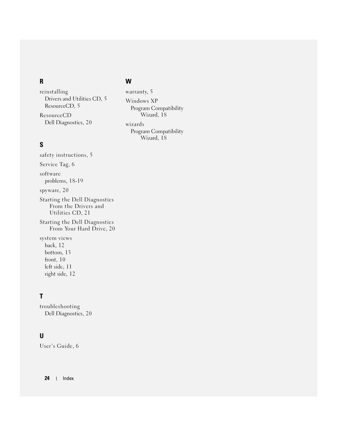 Dell D620 manual Index 