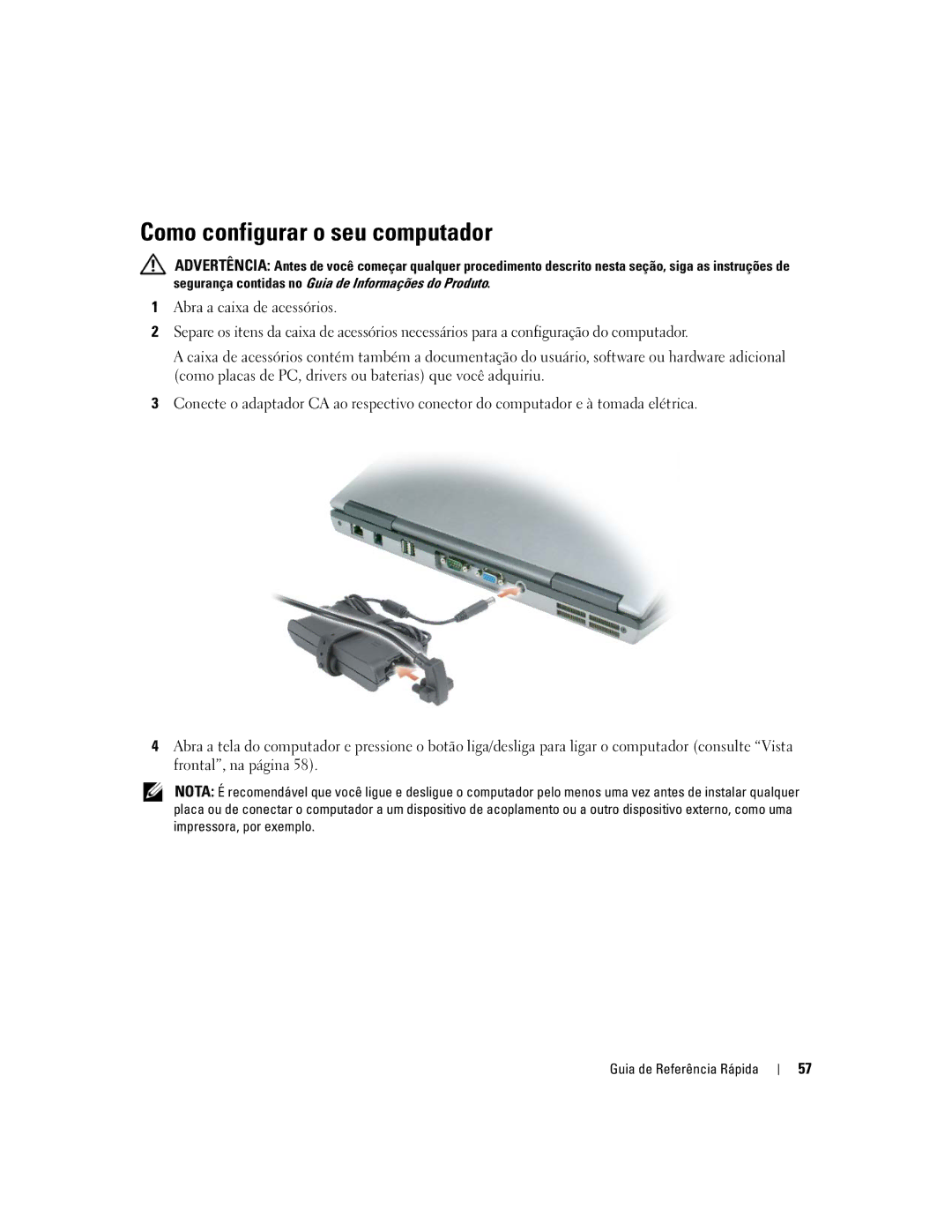 Dell D620 manual Como configurar o seu computador 