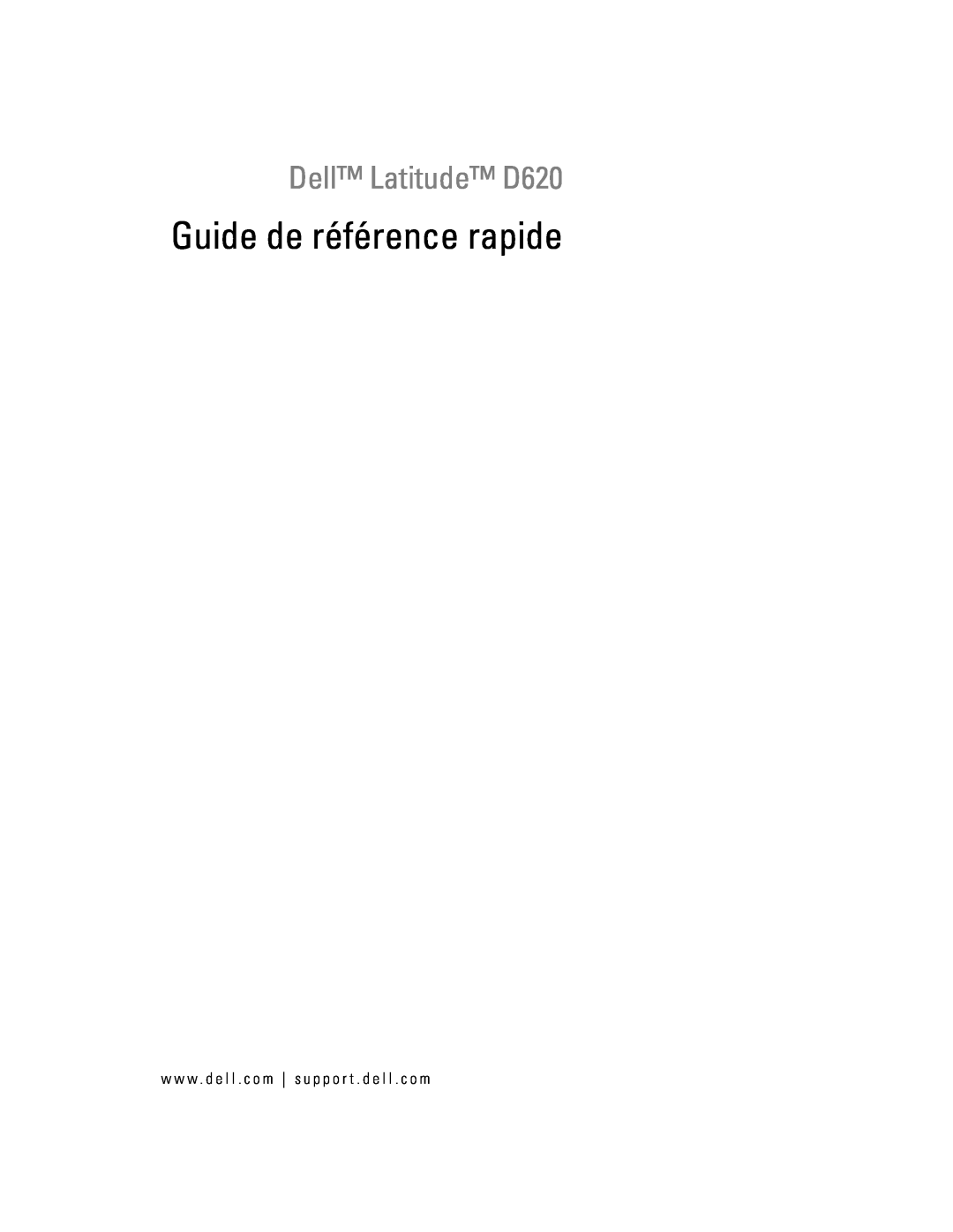 Dell manual Guide de référence rapide, Dell Latitude D620 