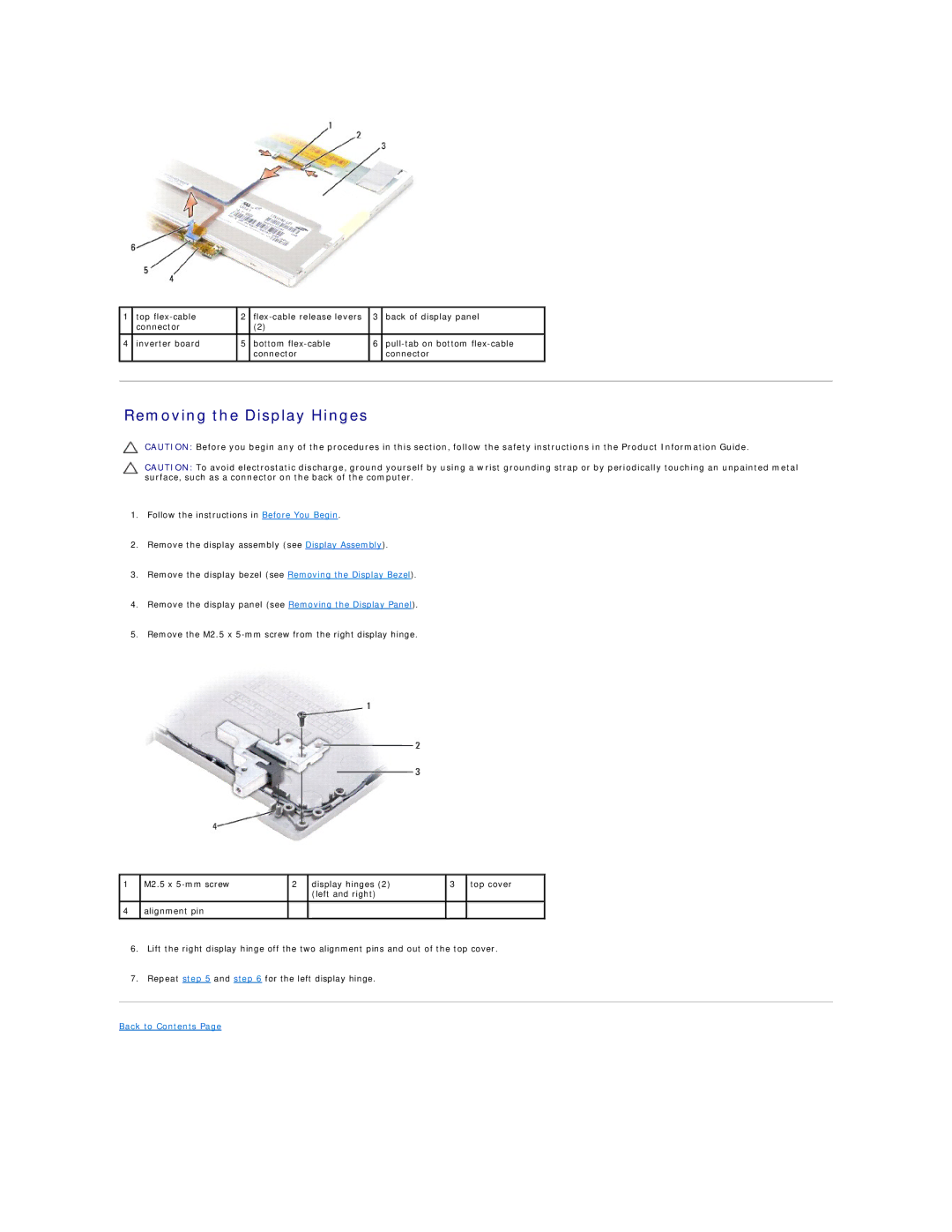 Dell D630-3N28FD1, D630-2X33GF1 manual Removing the Display Hinges 