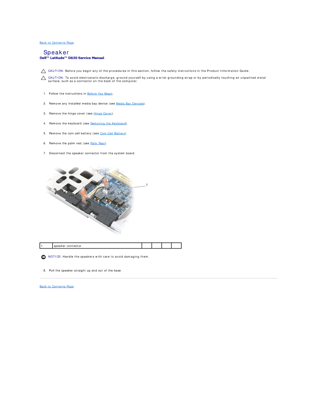 Dell D630-2X33GF1, D630-3N28FD1 manual Speaker 