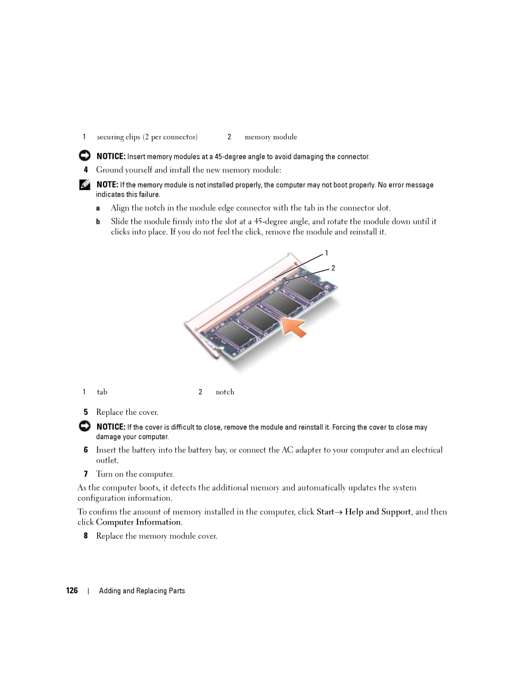 Dell D630-2X33GF1 manual 126 