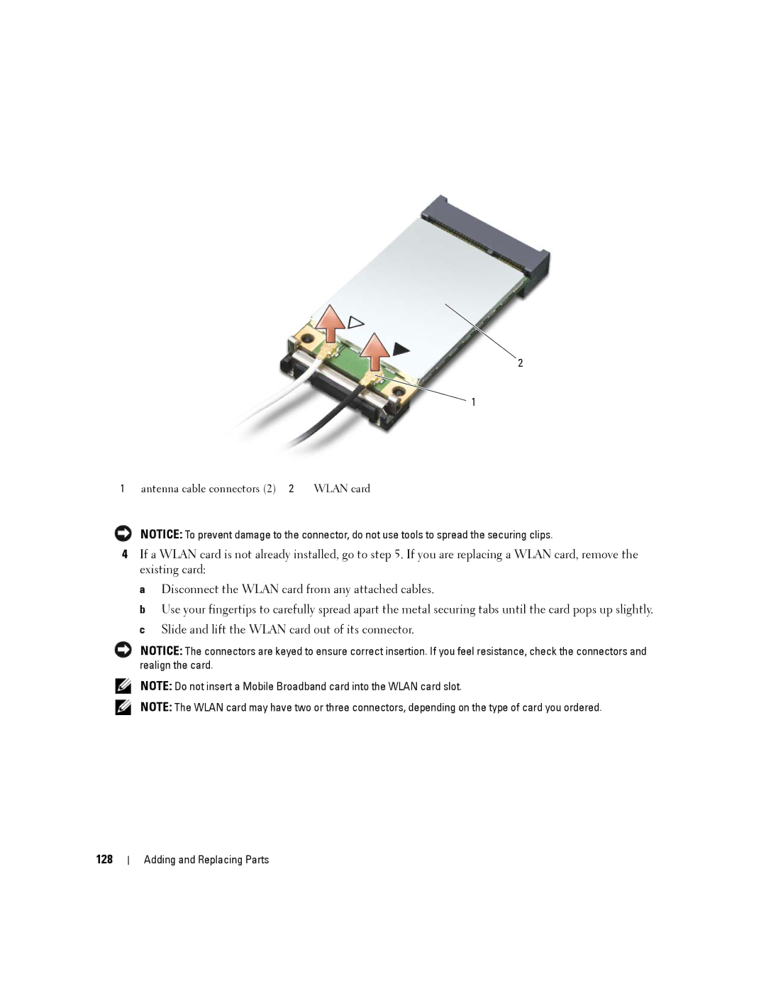 Dell D630-2X33GF1 manual 128 