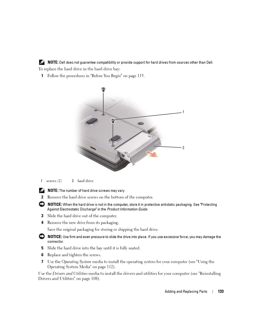 Dell D630-2X33GF1 manual 133 