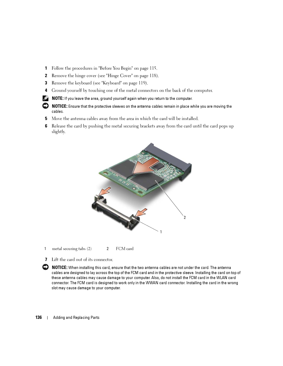 Dell D630-2X33GF1 manual 136 