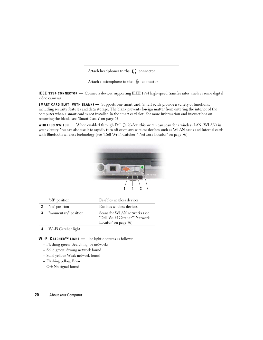 Dell D630-2X33GF1 manual About Your Computer 