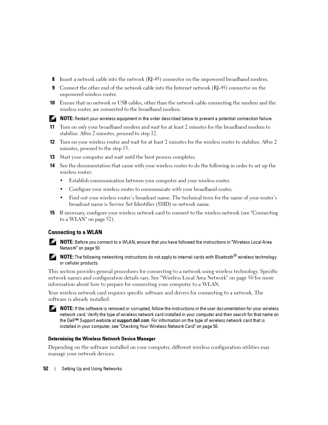 Dell D630-2X33GF1 manual Connecting to a Wlan, Determining the Wireless Network Device Manager 