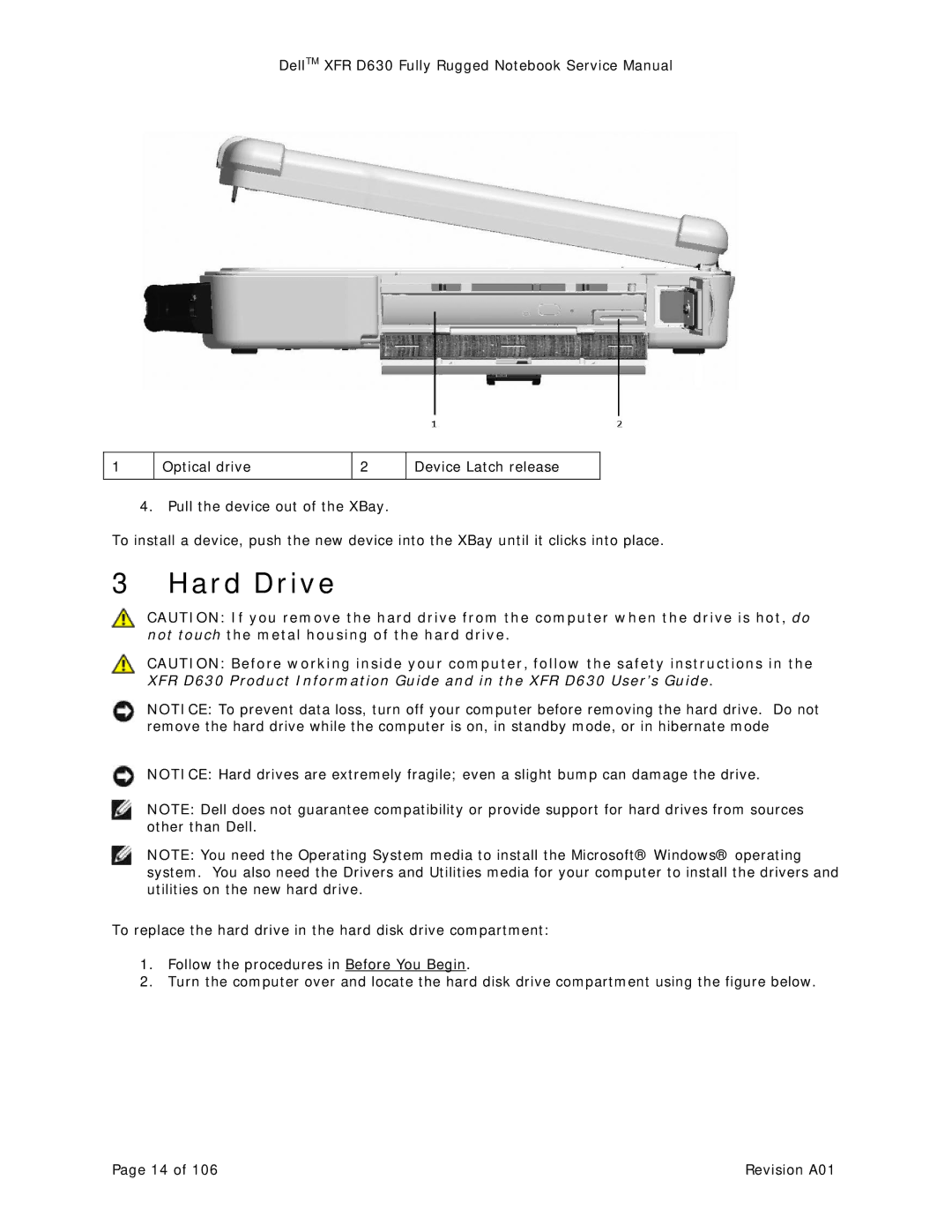 Dell D630 service manual Hard Drive 