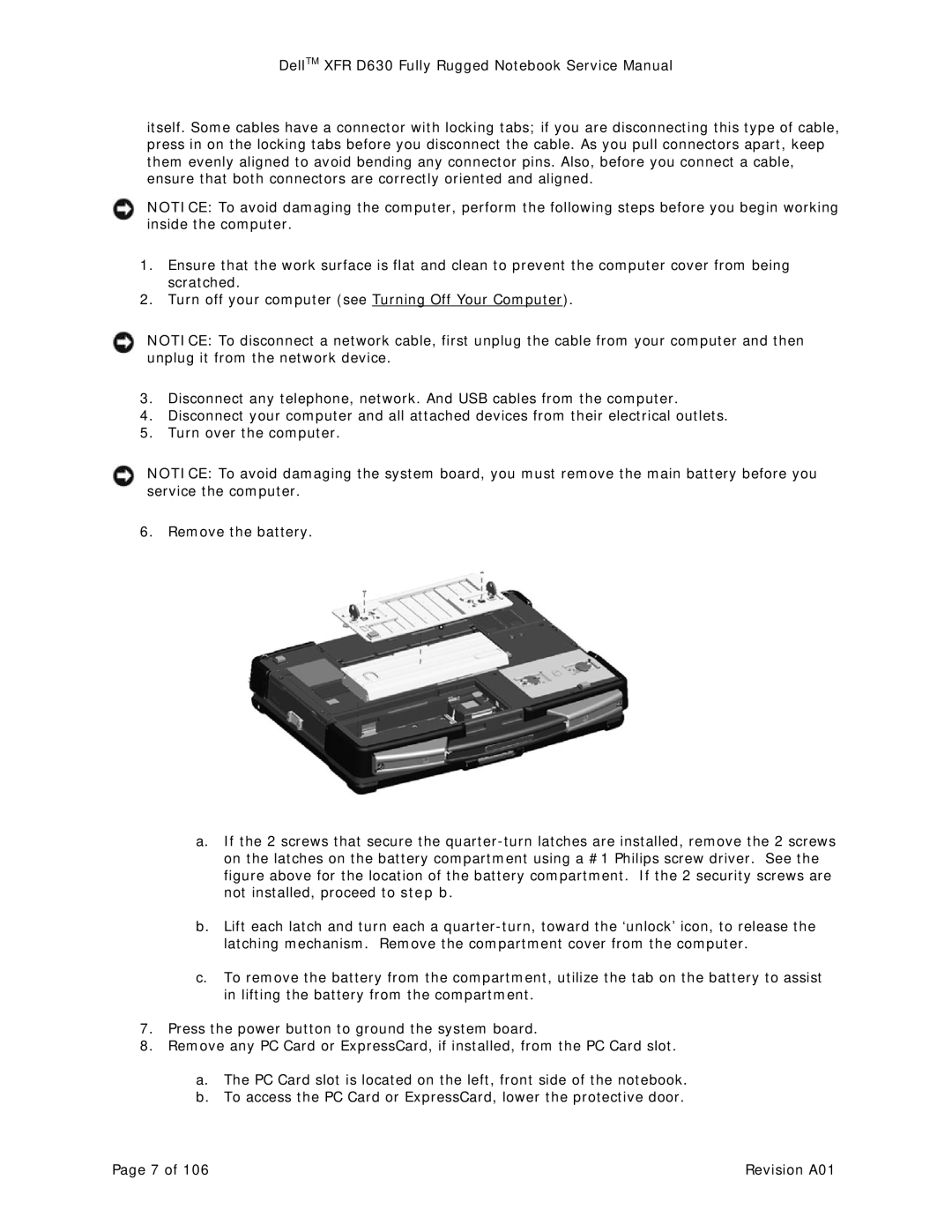 Dell D630 service manual Revision A01 