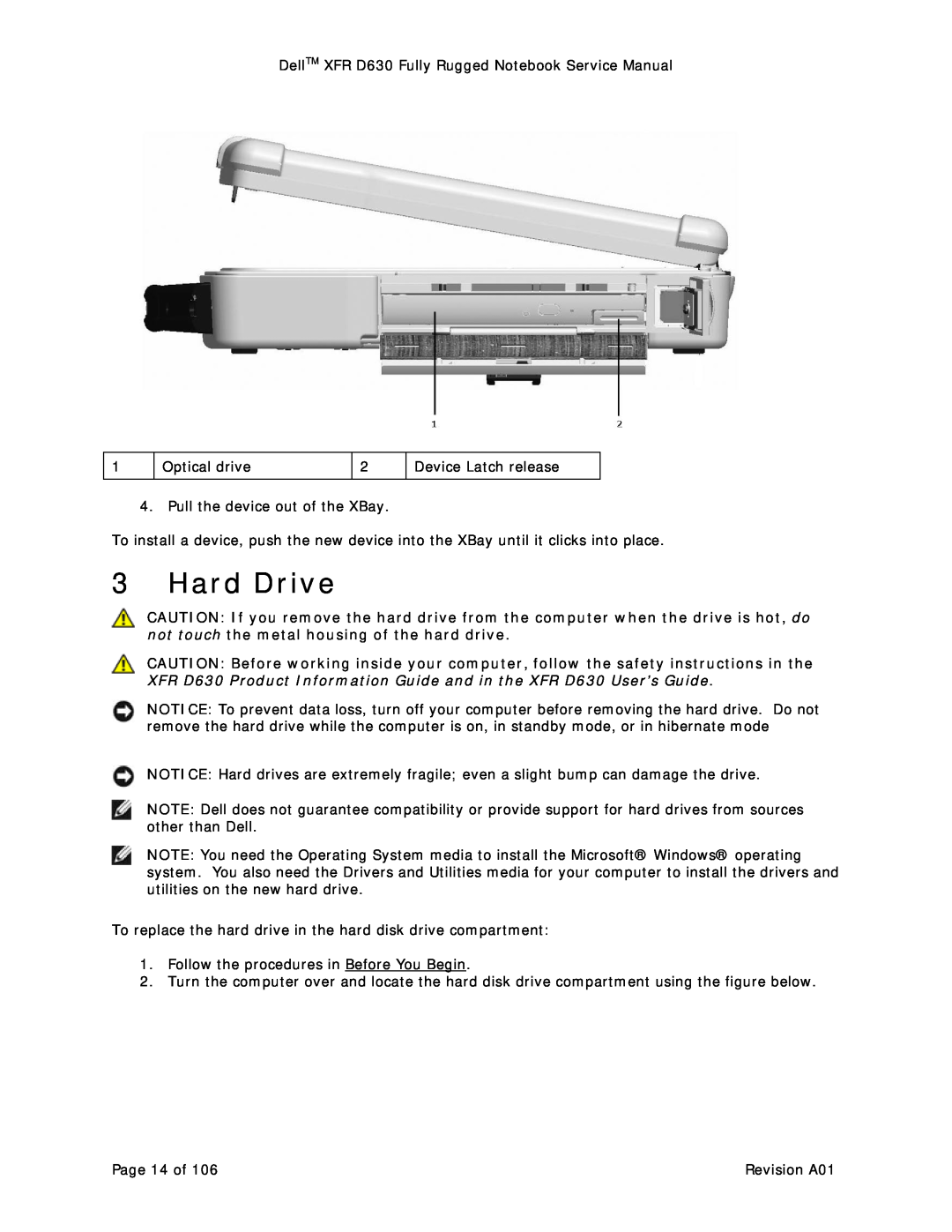 Dell D630 service manual Hard Drive 