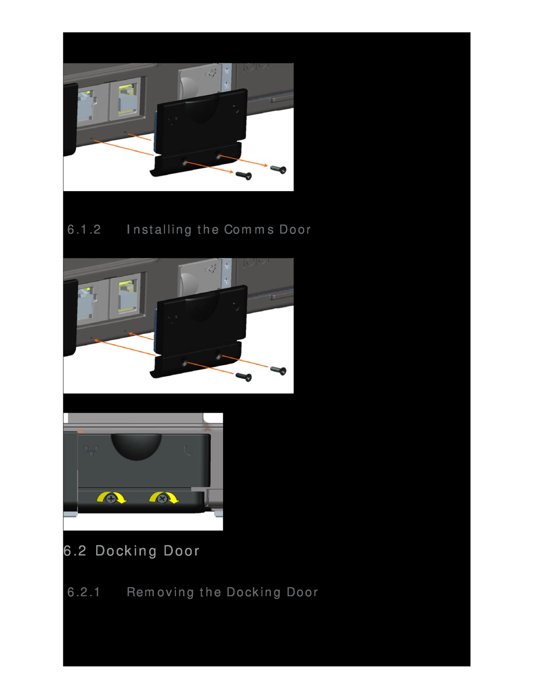 Dell D630 service manual Installing the Comms Door, Removing the Docking Door 