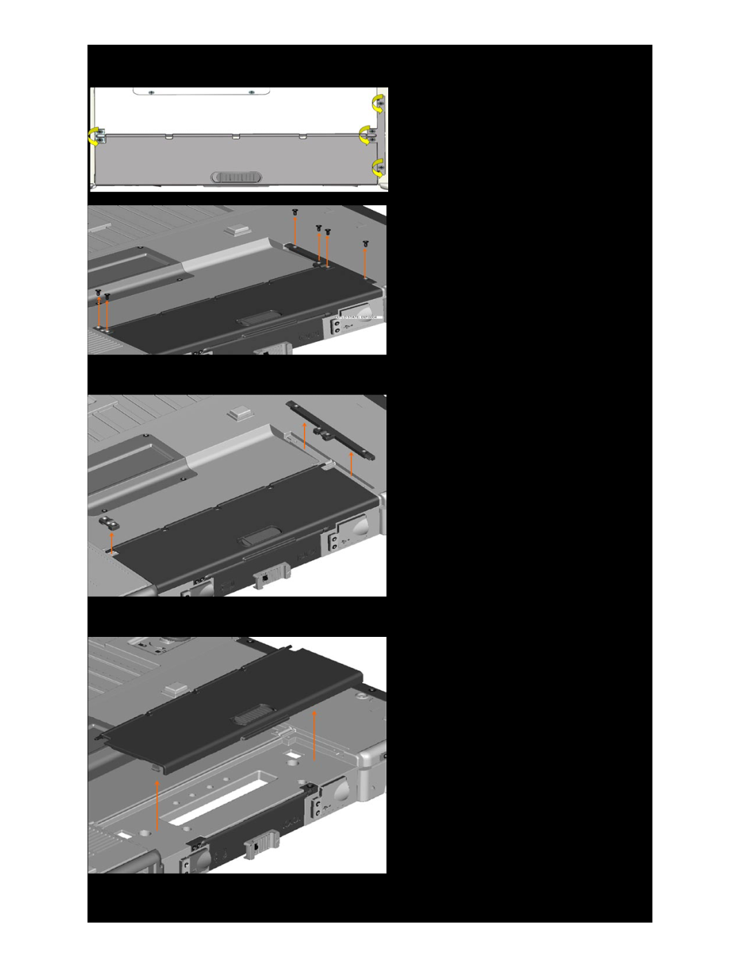 Dell DellTM XFR D630 Fully Rugged Notebook Service Manual, Remove the 2 brackets that secure the Docking Door 