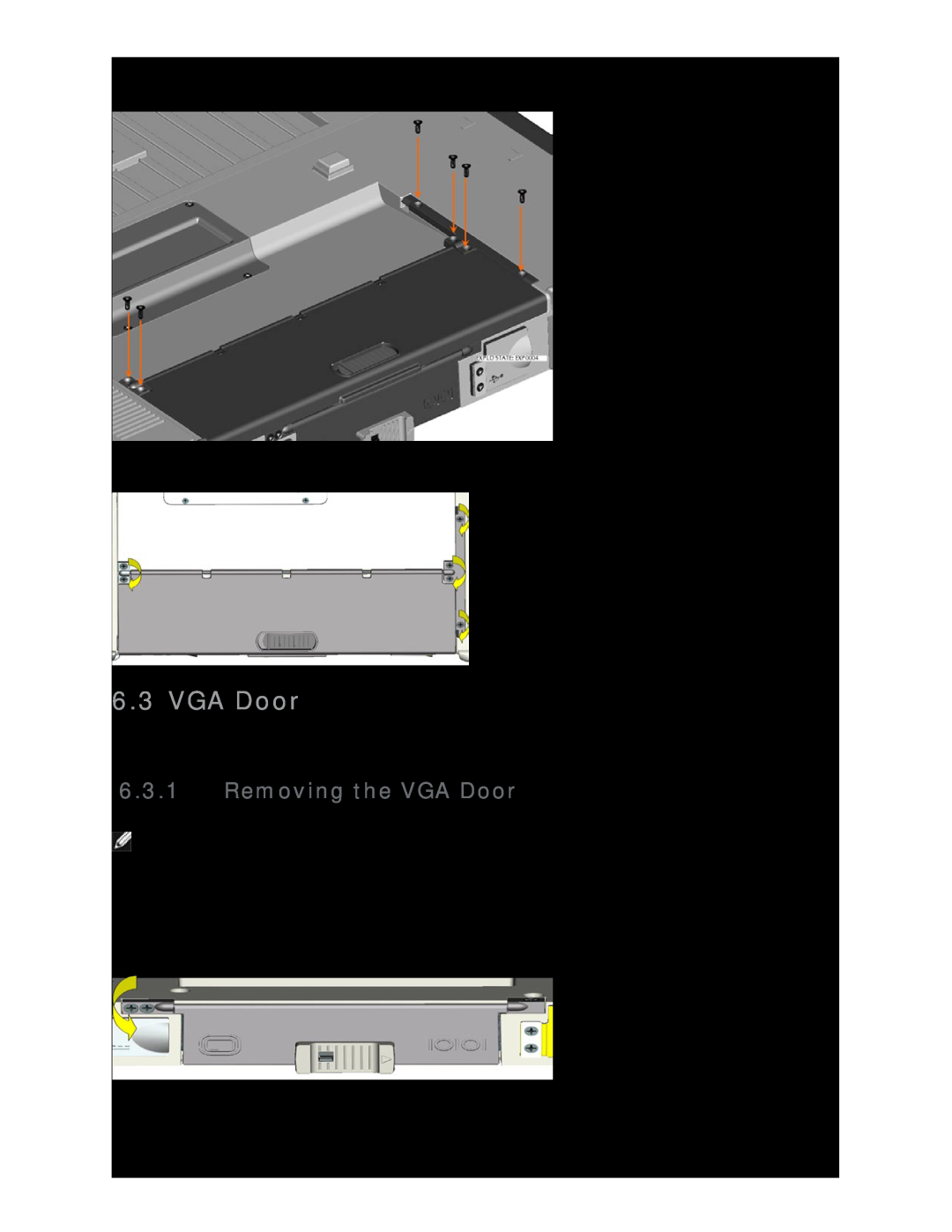 Dell D630 service manual Removing the VGA Door 