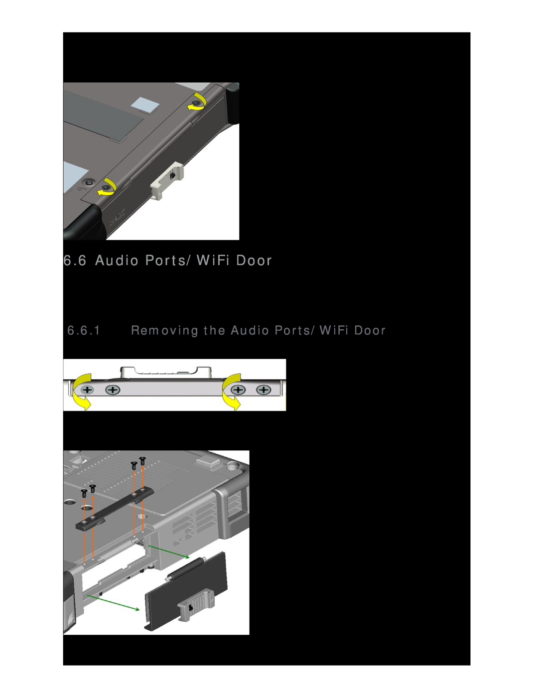 Dell D630 service manual Removing the Audio Ports/WiFi Door 