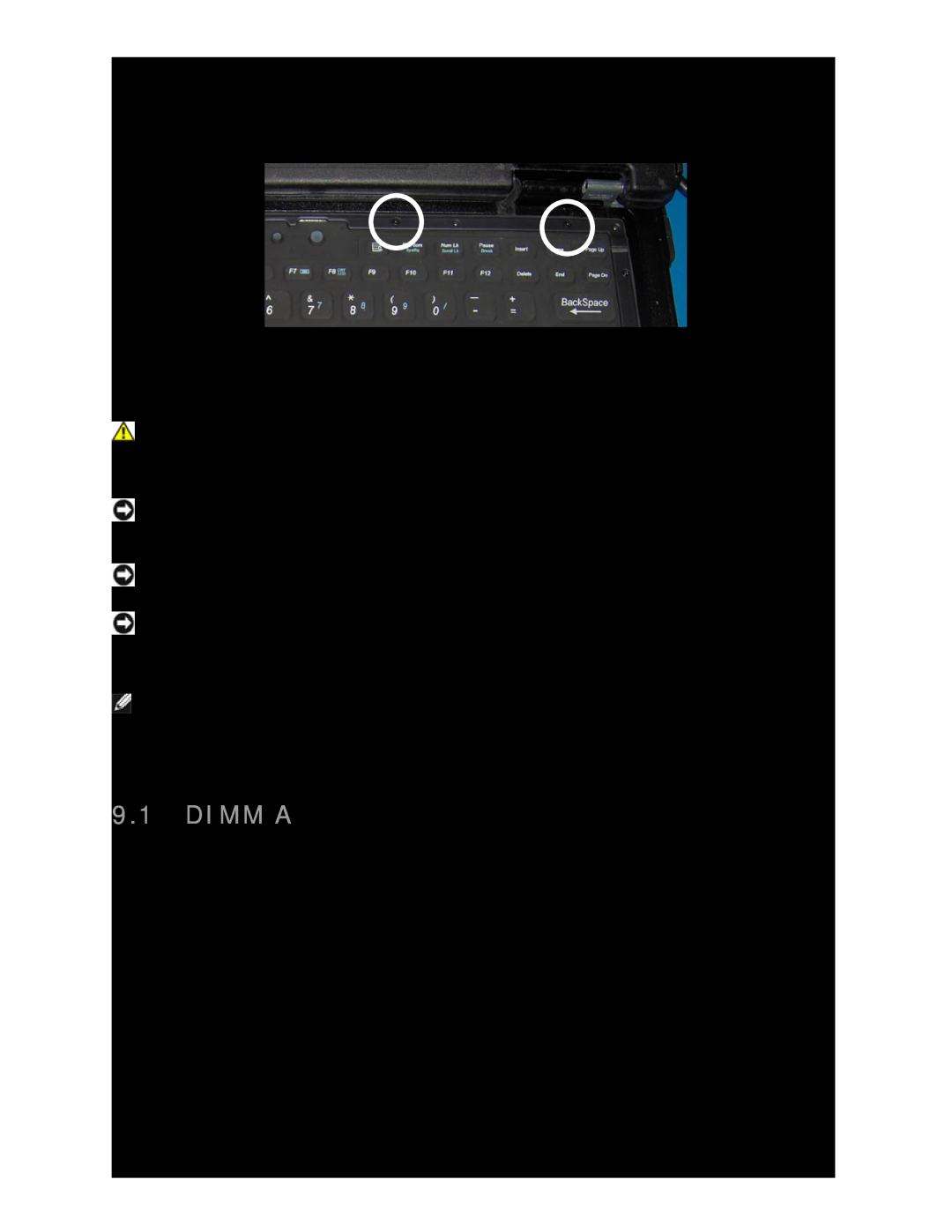 Dell D630 service manual Memory, Dimm A 